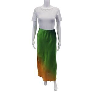 Robertson + Rodeo Womens Elastic Waistband Ombre Maxi Skirt Green Brown Large